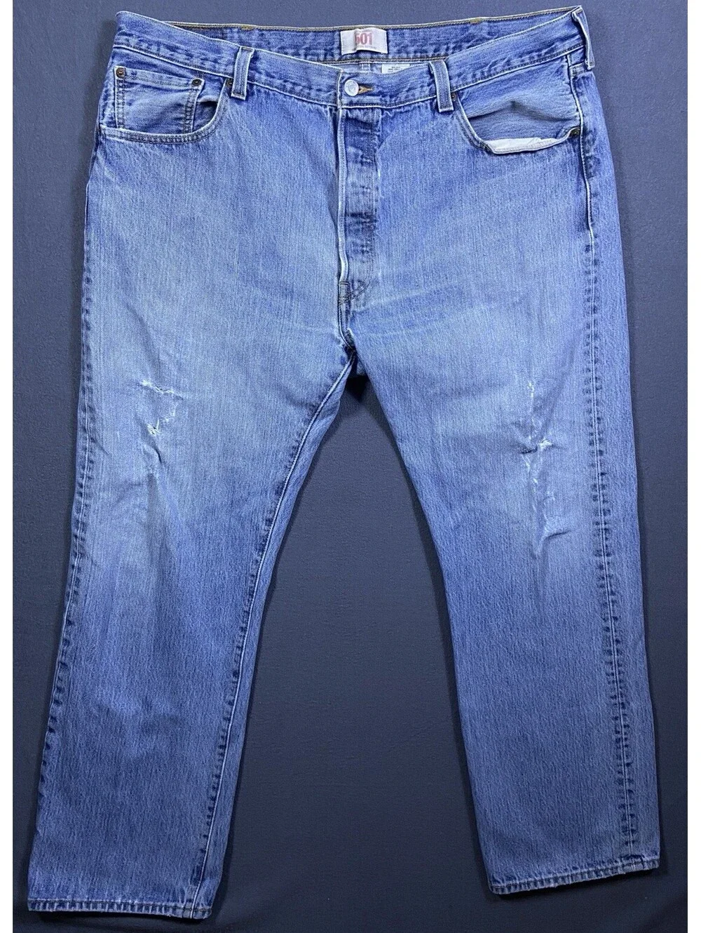 Vtg Levis 501 Jeans Mens 40x31  Blue Light Wash Natural Fade Distressed Egypt